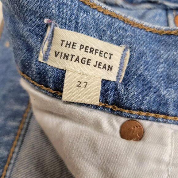 Madewell Jeans Womens 27 Perfect Vintage High Rise Crop Distressed Straight Leg - Picture 9 of 12